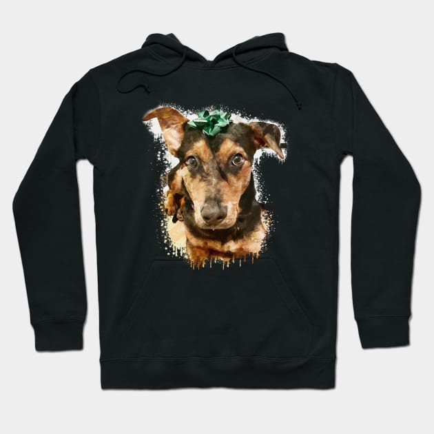 Miniature Pinscher dog watercolor Hoodie by Ginstore